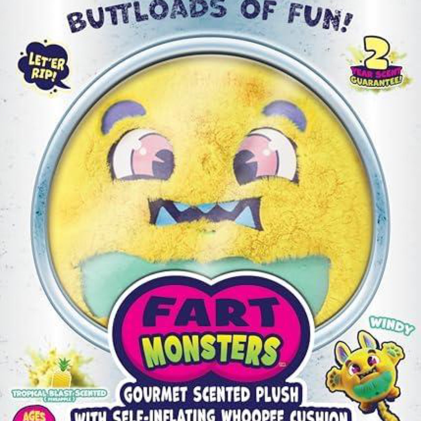 Fart monsters, gourmet scented plush, tropical blast pineapple