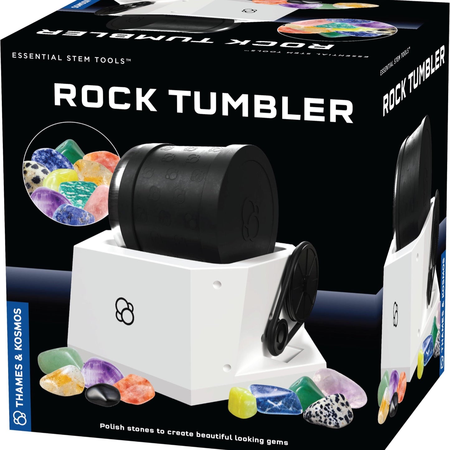 The Thames & Kosmos Rock Tumbler Essential Stem Tool | Durable, Leak-Proof, Noise-Reducing Barrel, Built-in Timer | Polish & Shine Kids Rock Collections