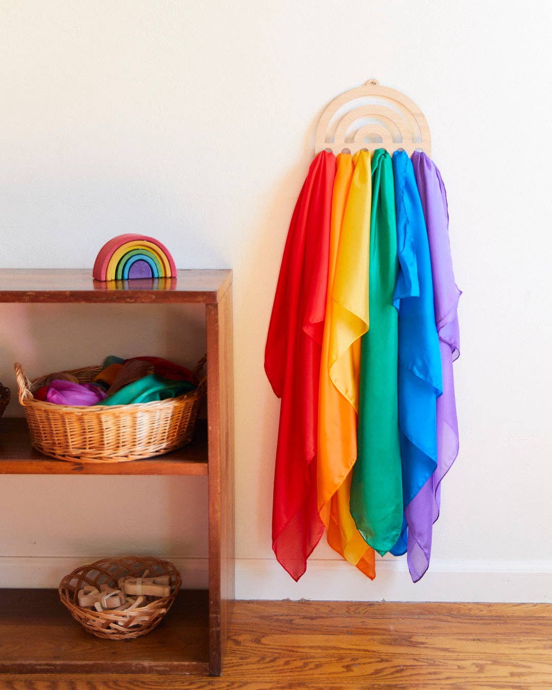 Wooden Rainbow Display for Sarah's Silks, Cloth, Waldorf Toys