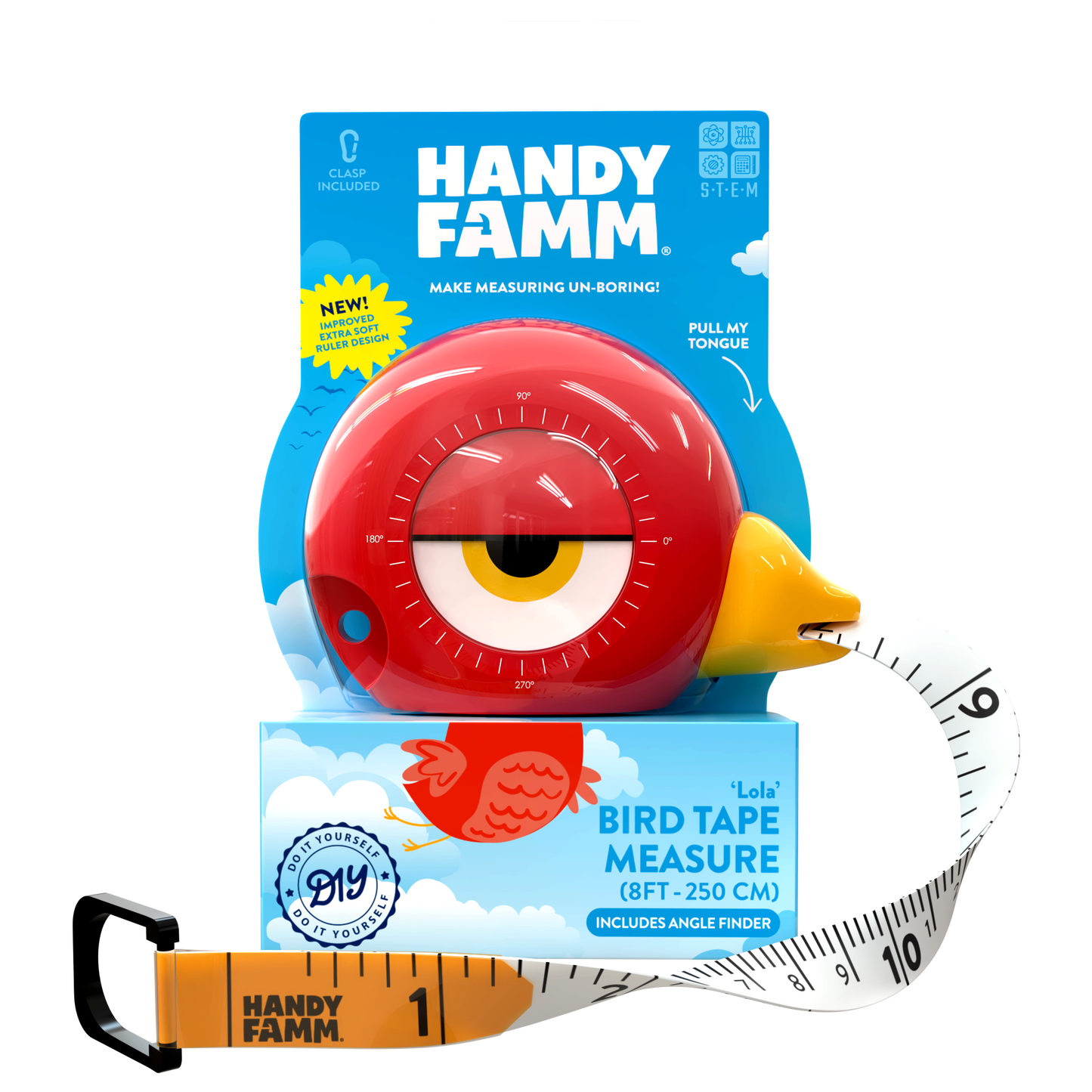 "Lola" Red Bird STEM Measuring Tape 3-in-1 Tool