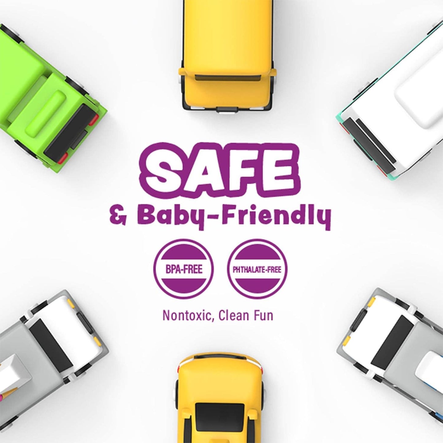 Tub Works® Vehicles™ Bath Cars Mold Free Bath Toys, 6 Pack