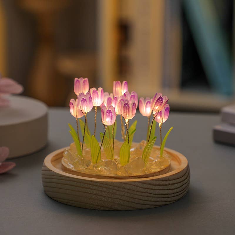 Tulip LED Light DIY Kit, Craft Gift for Girls: Pink
