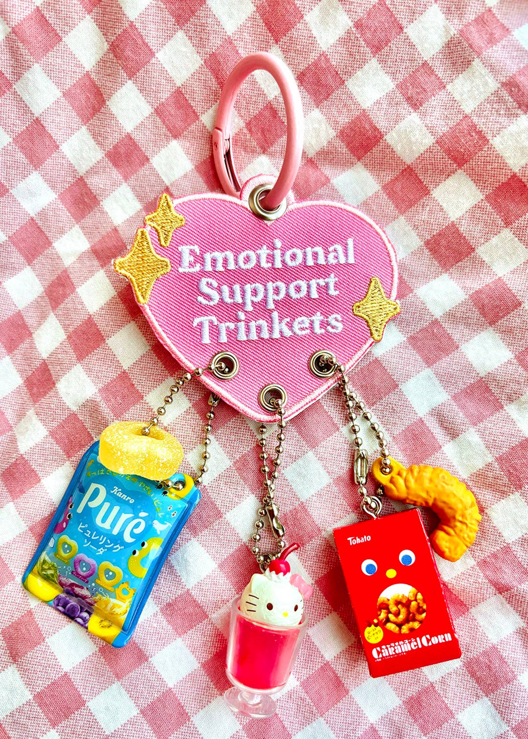 Emotional Support Trinkets Heart Embroidered Keychain