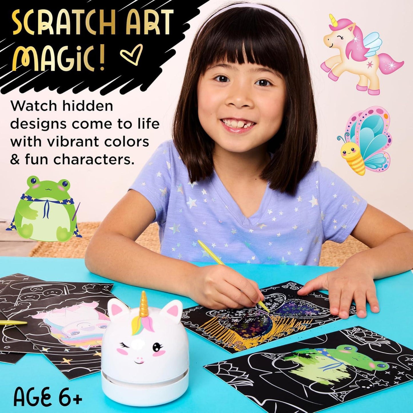 Creativity for Kids Deluxe Scratch Art Kit: Unicorn Birthday Gifts for Girls, Rainbow Scratch Art, Arts and Crafts for Kids Ages 6-8+