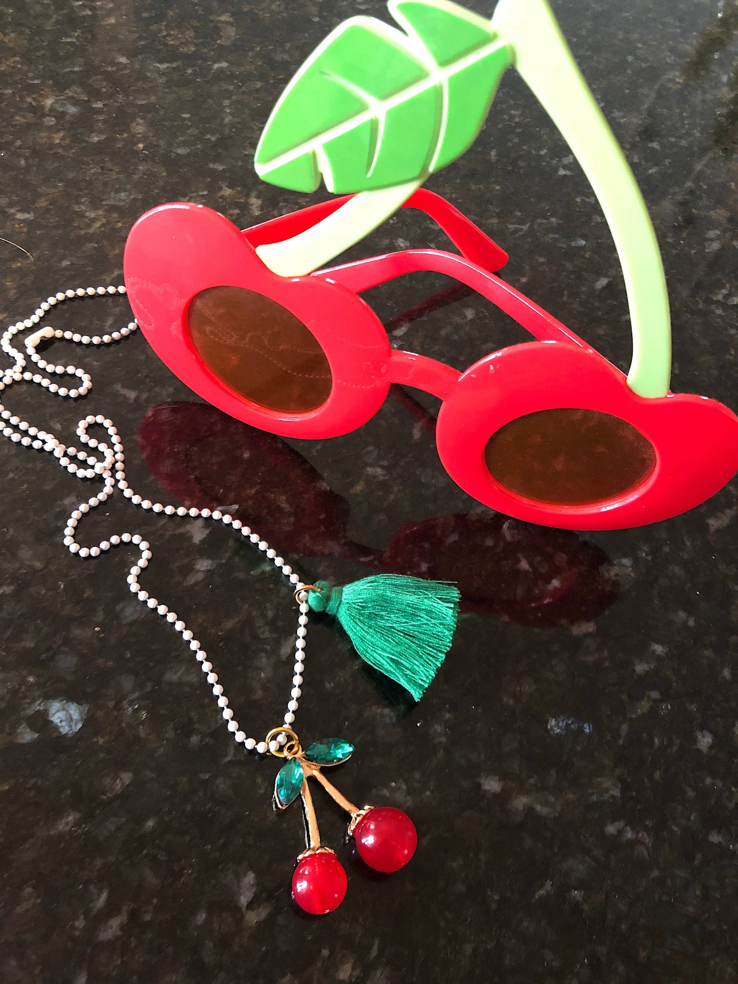 "Rhinestone Cherries" Necklace