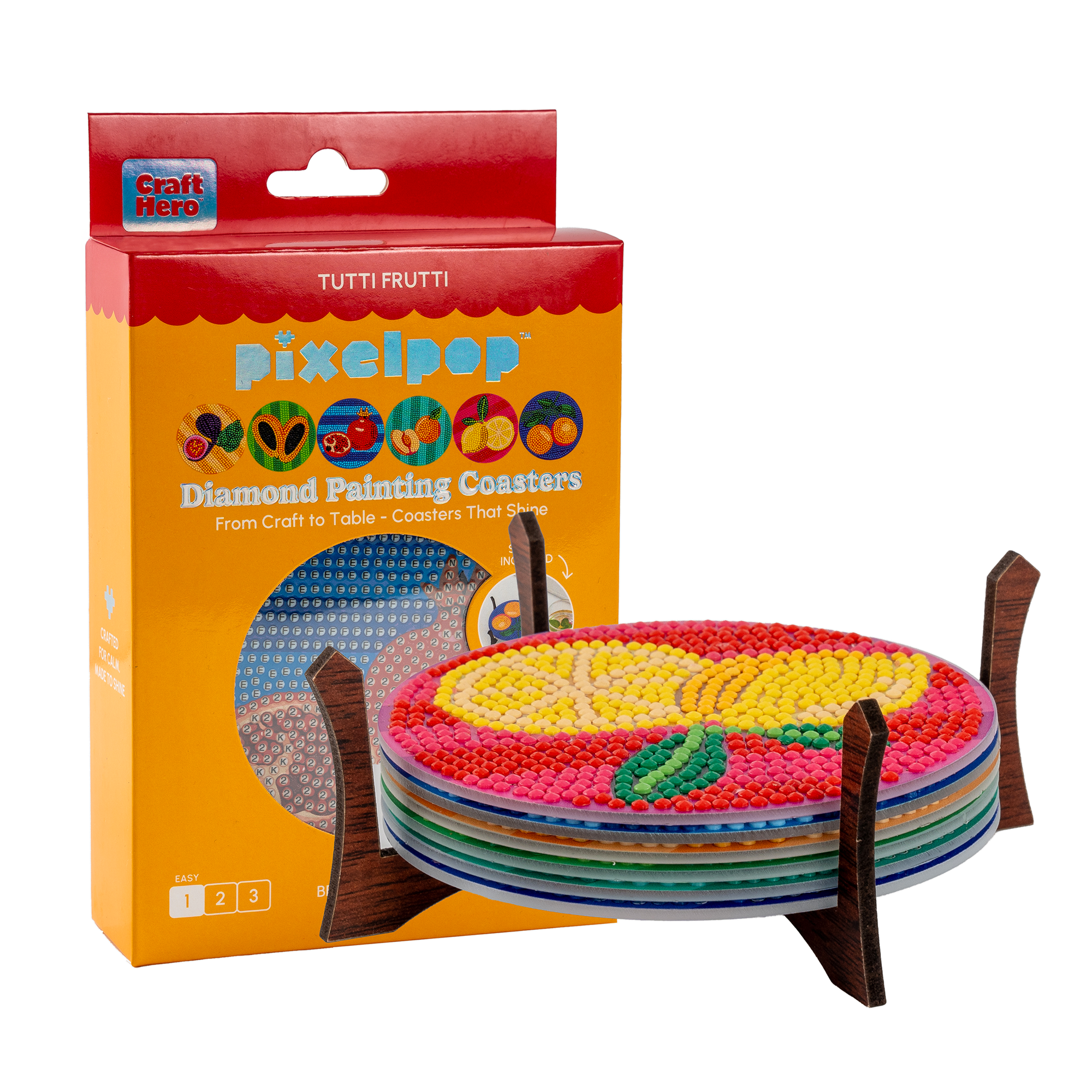 PixelPop™ Diamond Art Acrylic Coaster Kit — Tutti Frutti – Mairzy