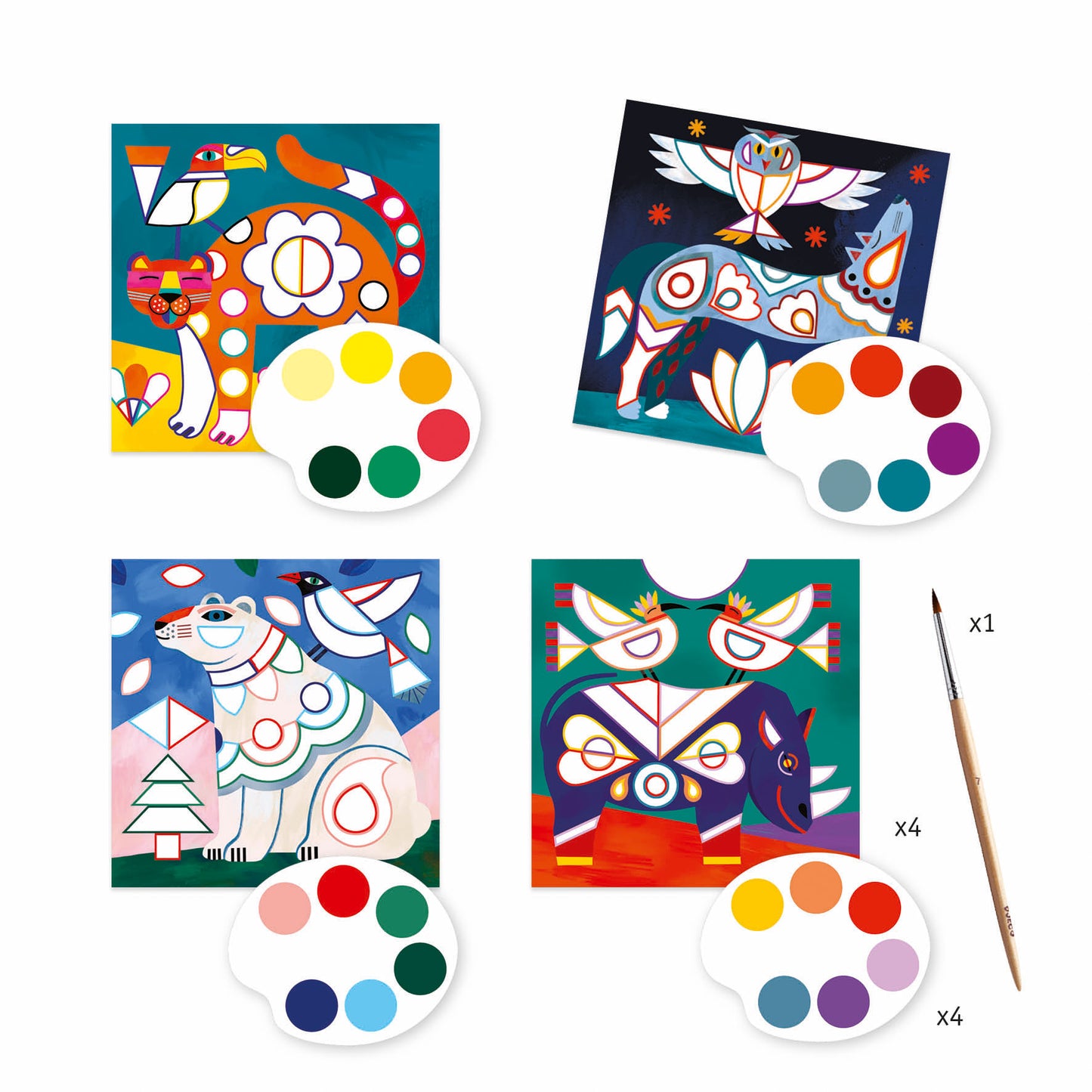 Fanciful Bestiary Surprise Watercolor Painting Cards Activity Set - Djeco