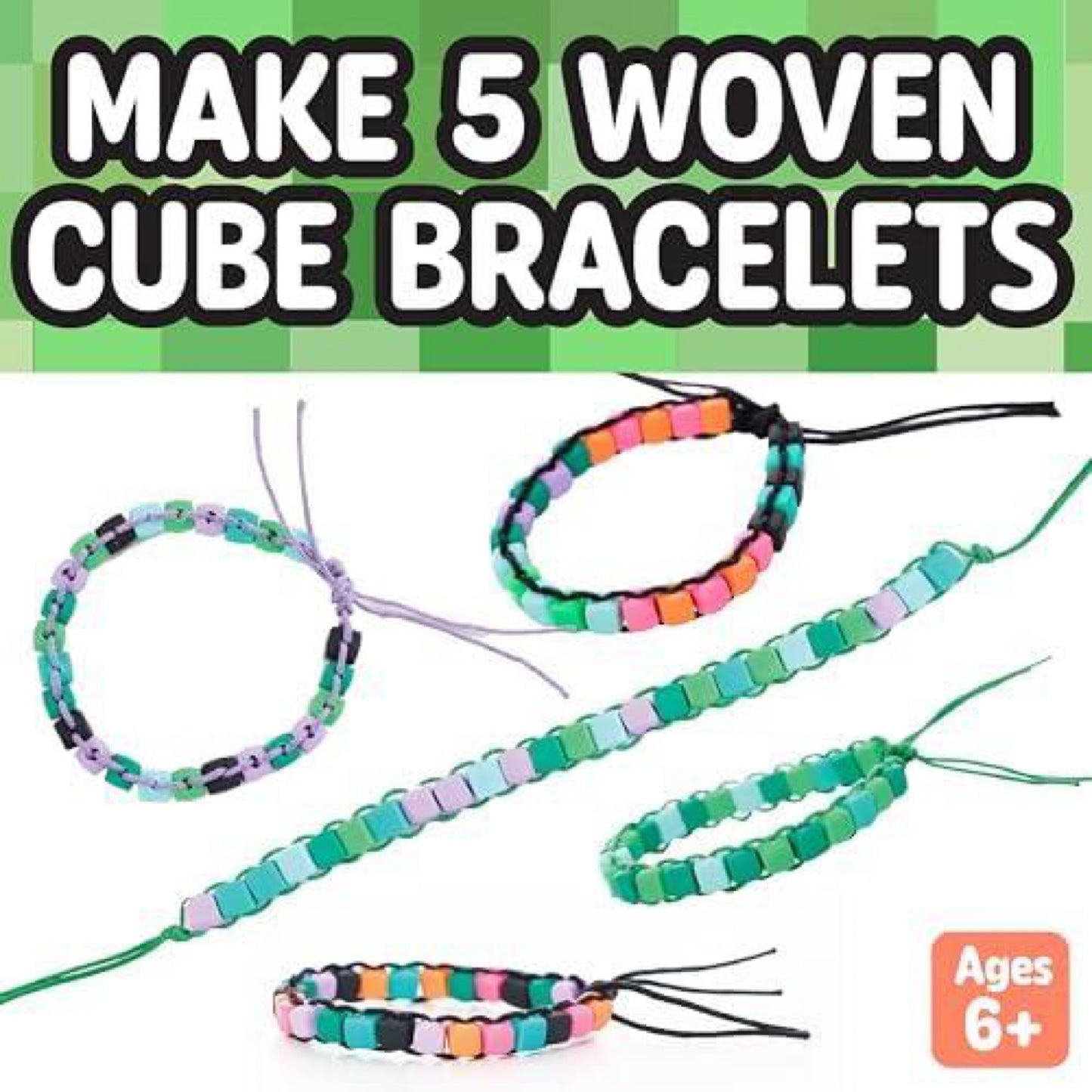 Creativity for Kids Woven Cube Bracelets Mini Kit | Make 5 Pixel-Inspired Bracelets with This Steam Jewelry Craft for Kids | Fun