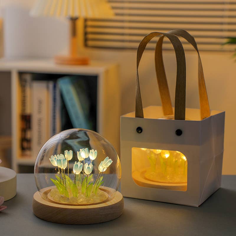 Tulip LED Light DIY Kit, Craft Gift for Girls: Pink