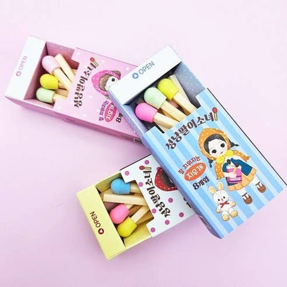 Vintage Matchstick Girl Match Eraser Box Set