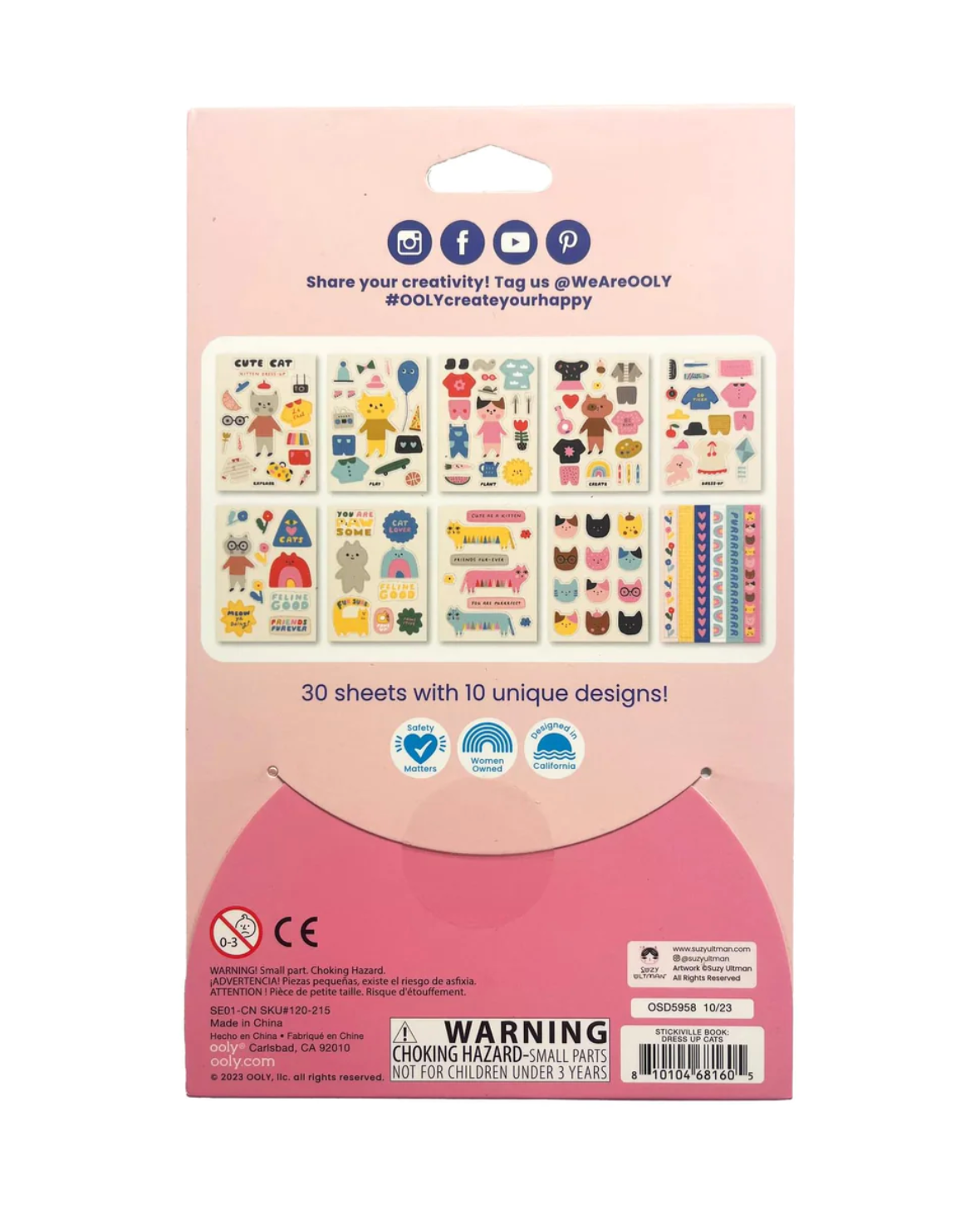 Stickiville x Suzy Ultman: A Whole Lotta Stickers! Sticker Book - Dress Up Cats