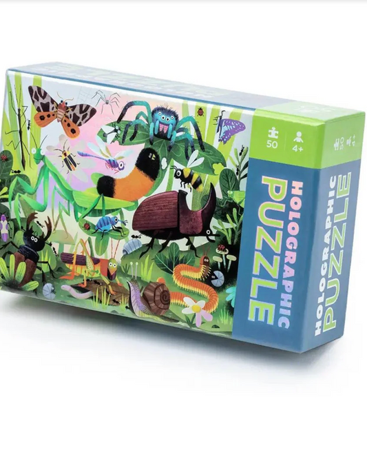 50-Piece Holographic Puzzle - Backyard Bugs