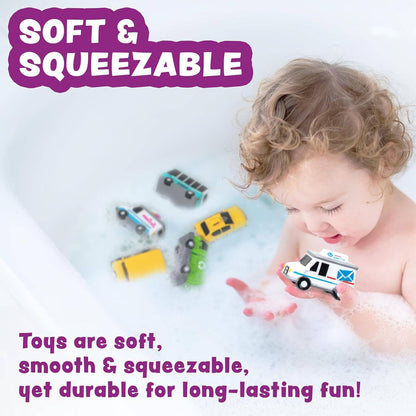 Tub Works® Vehicles™ Bath Cars Mold Free Bath Toys, 6 Pack
