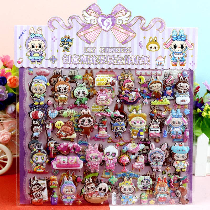 3D LABUBU bubble stickers cute labubu stickers