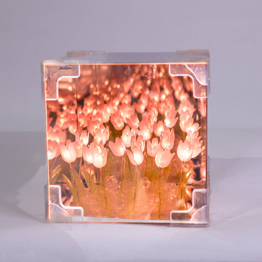 Tulip Mirror LED Night Light DIY Kit, Craft Gift for Girls: Pink