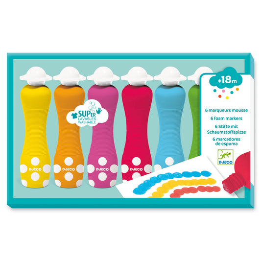 6 Foam Markers for Little Hands - Djeco