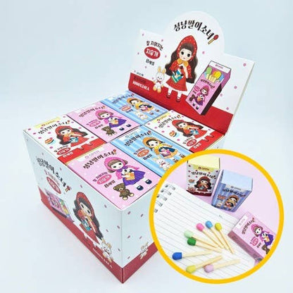 Vintage Matchstick Girl Match Eraser Box Set
