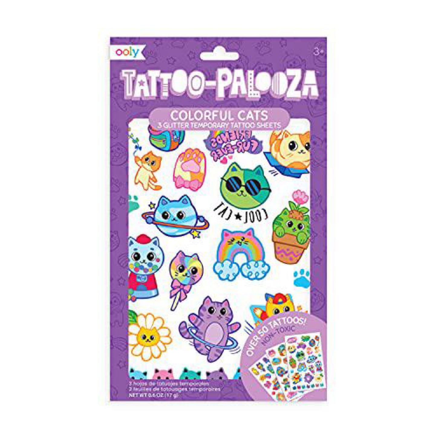OOLY, Tattoo-Palooza Temporary Tattoos - Colorful Cats