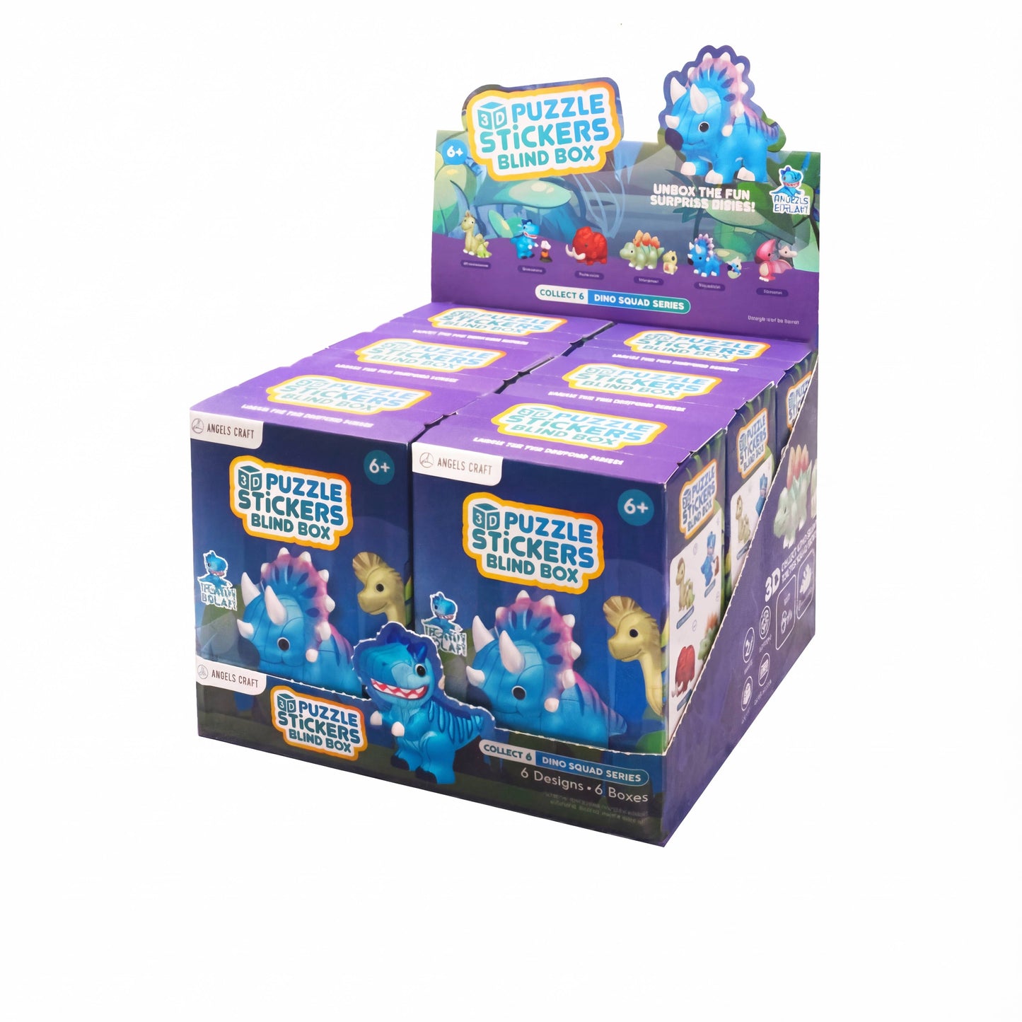 3D Puzzle Stickers Blind Box – Dino Squad | Case Pack 6