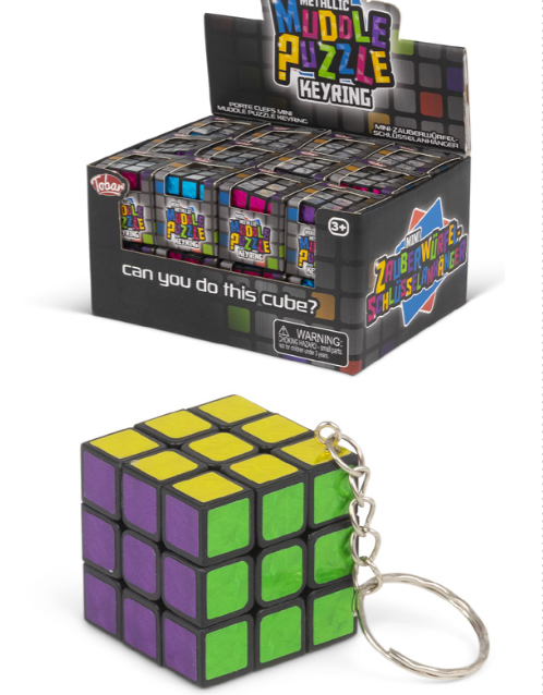 Mini Metallic Rubik's Cube Keychain