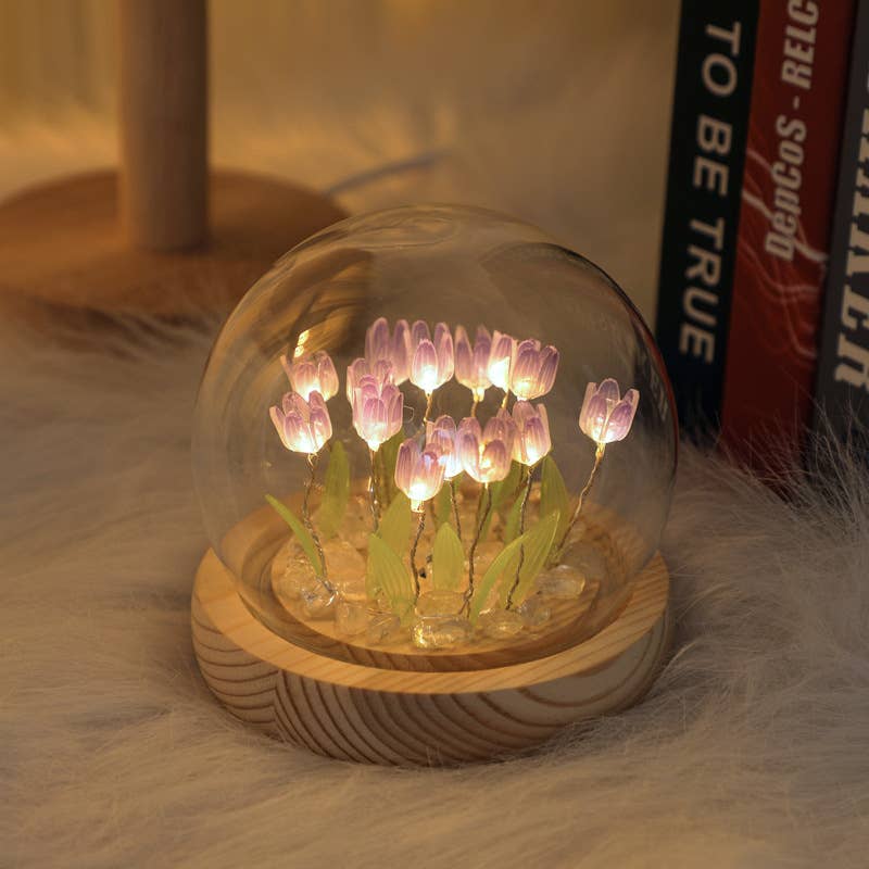 Tulip LED Light DIY Kit, Craft Gift for Girls: Pink