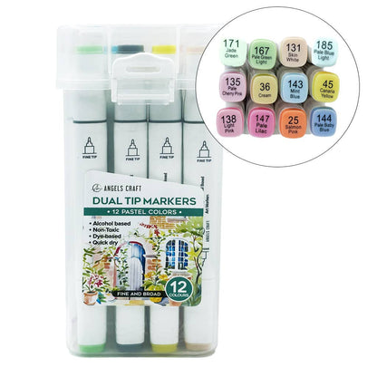 Dual Tip Markers Set, 12 Colors - Neon Colors