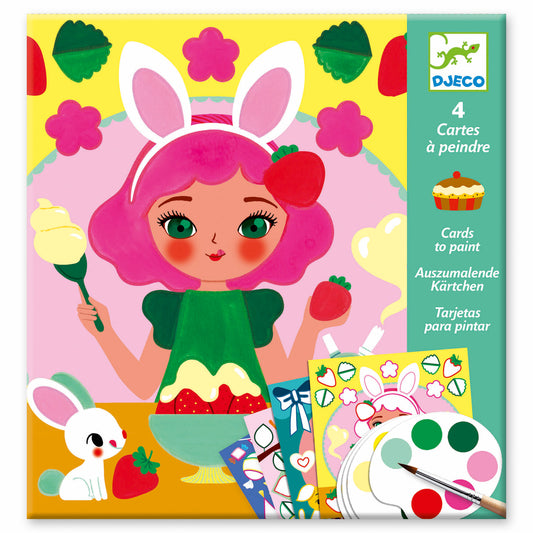 Snack Time Surprise Watercolor Painting Cards Activity Set - Djeco