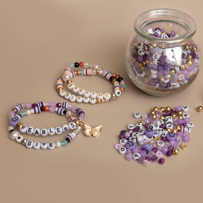 Fearless Purple Beads DIY Word Bracelet Kit