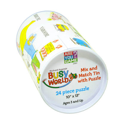 Richard Scarry's Busy World Mix and Match Tin with Puzzle