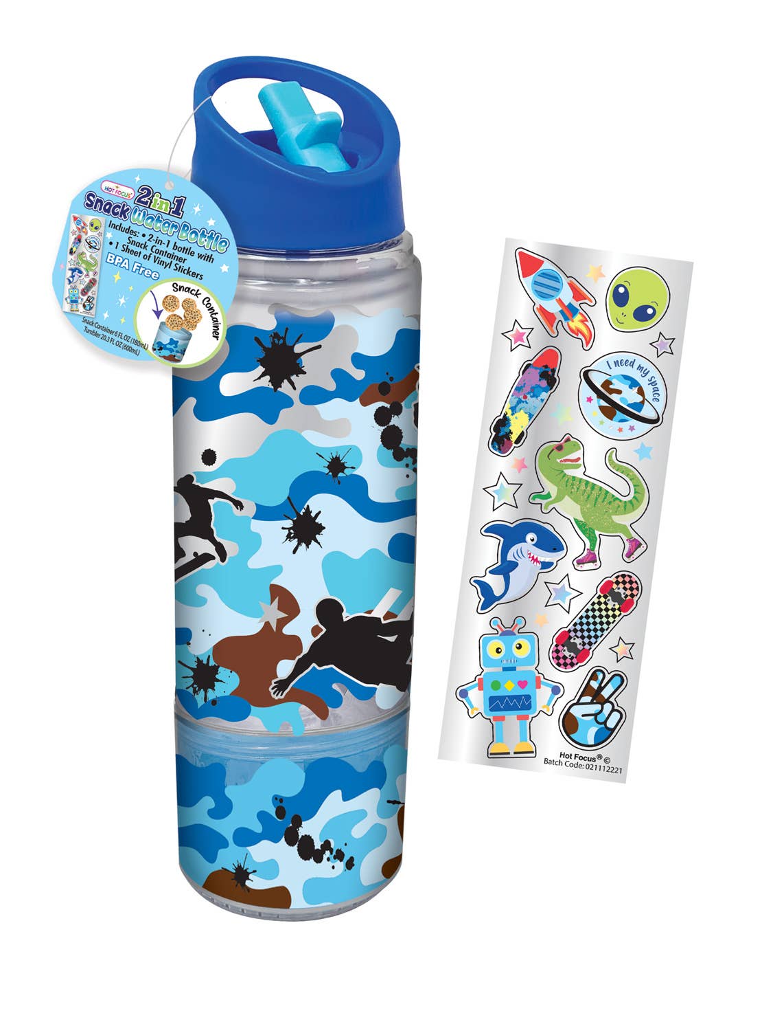 2 in 1 Snack Water Bottle, Camo