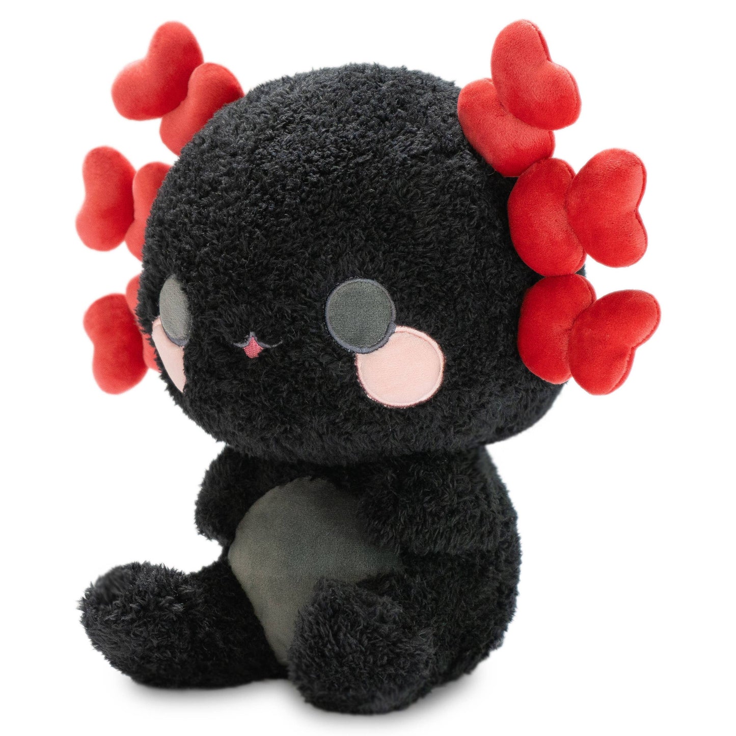 Nola the Nocturnal Axolotl (Cute Kawaii Black Red Soft Plush