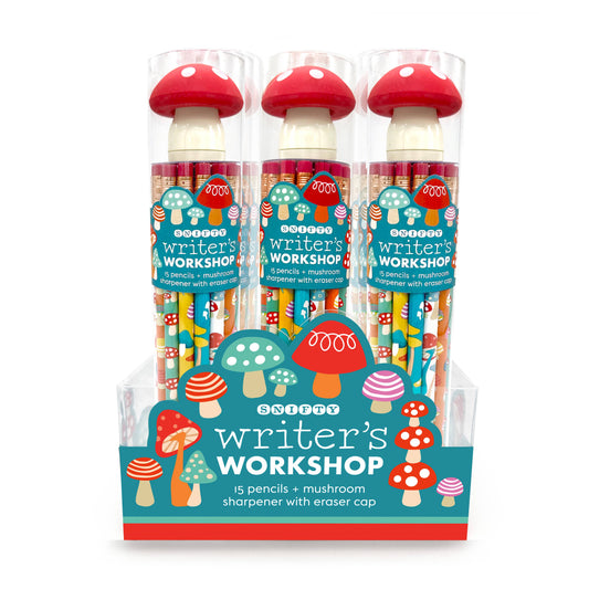 Writer's Workshop mushroom pencils + sharpener