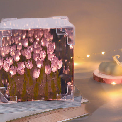 Tulip Mirror LED Night Light DIY Kit, Craft Gift for Girls: Pink