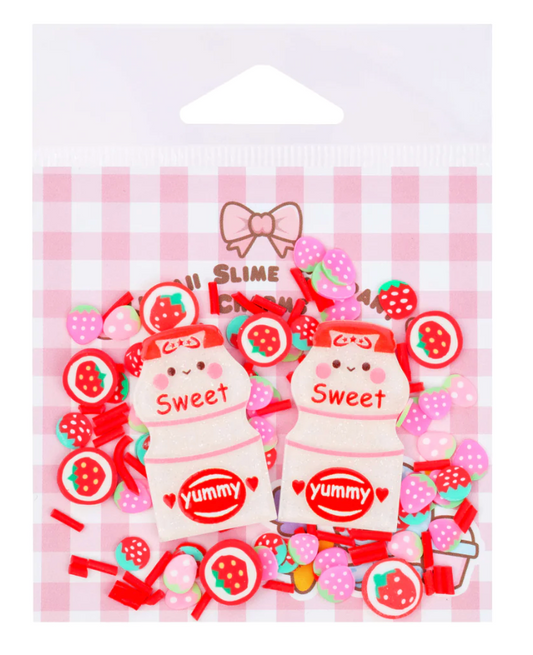 Sweet Strawberry Milk Slime Toppings Charm Bag