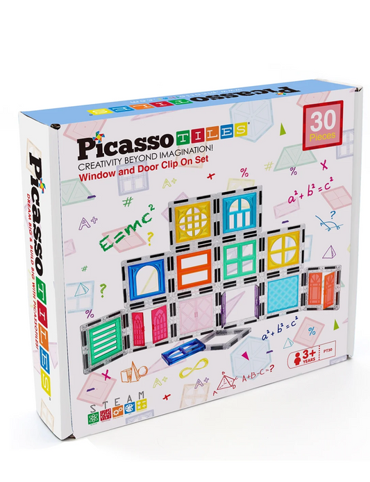 PicassoTiles 30pcs Window & Door Clip On Magnetic Tiles Set