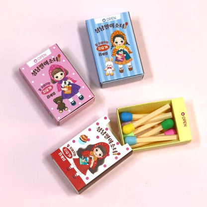 Vintage Matchstick Girl Match Eraser Box Set