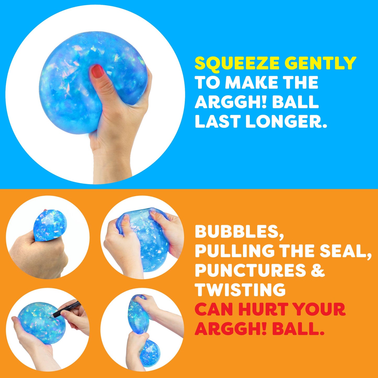 Arggh Glitter Stress Balls Sensory Fidget Toys