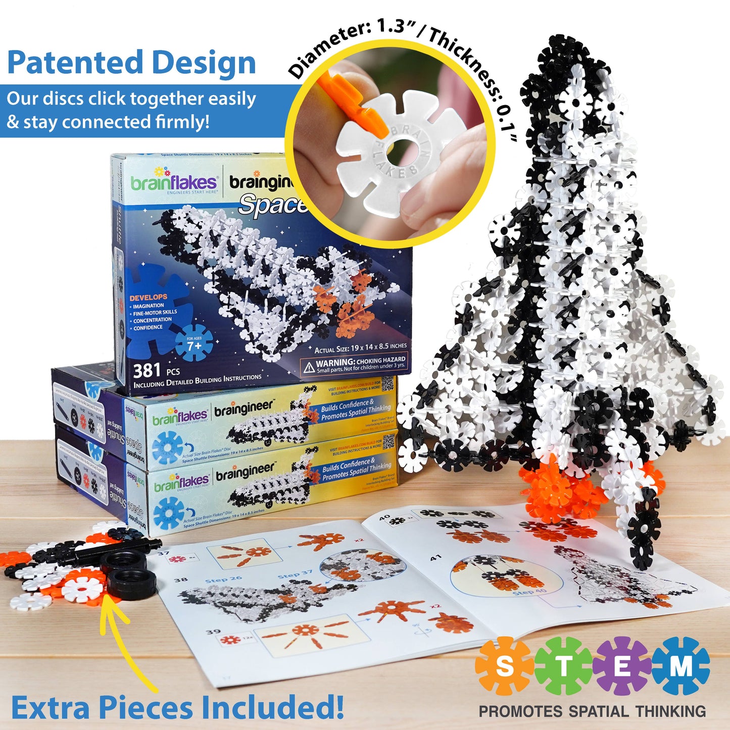 Brain Flakes Space Shuttle Building Set & Instruction Book