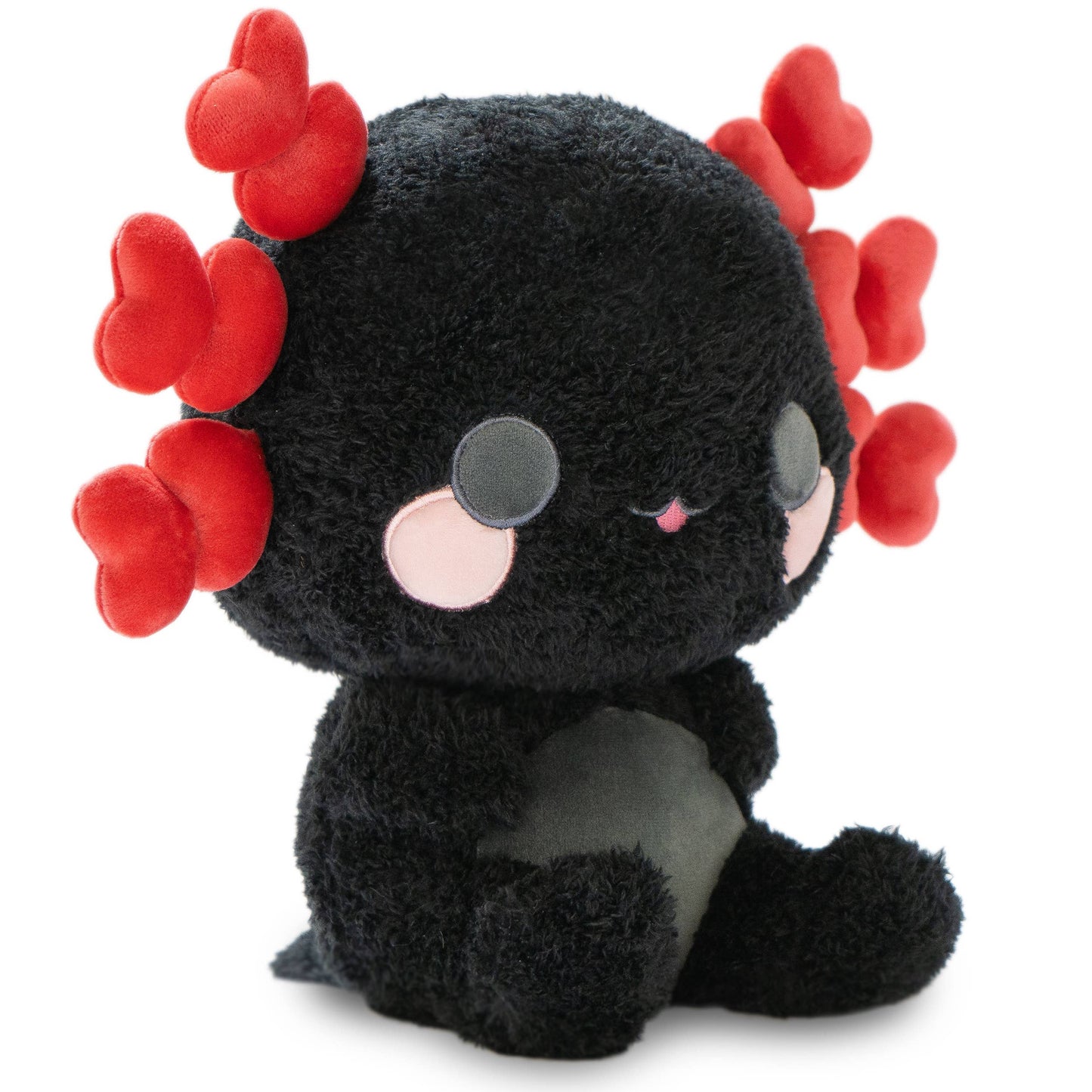 Nola the Nocturnal Axolotl (Cute Kawaii Black Red Soft Plush
