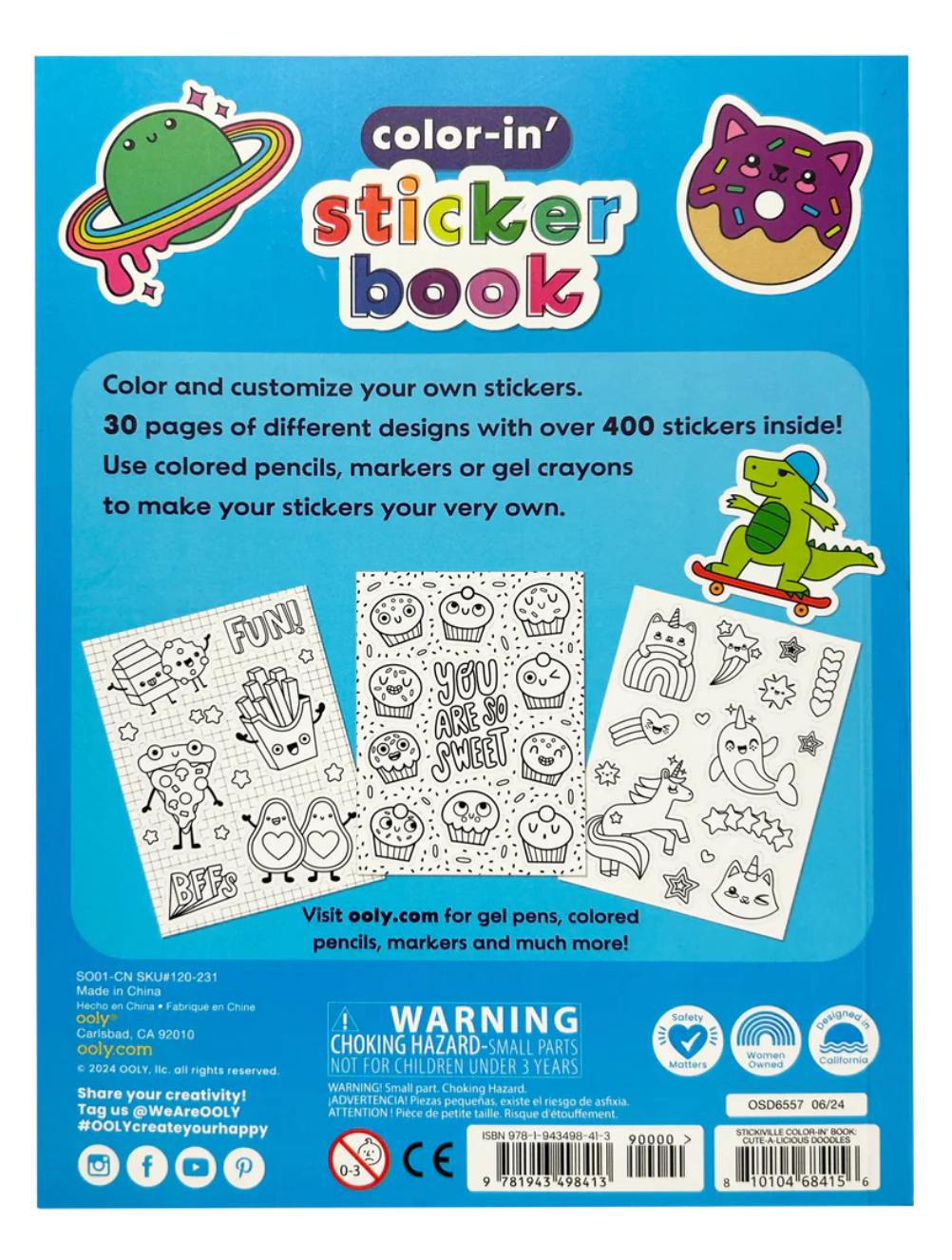 Stickiville Color-In’ Sticker Book: Cute-A-Licious Doodles