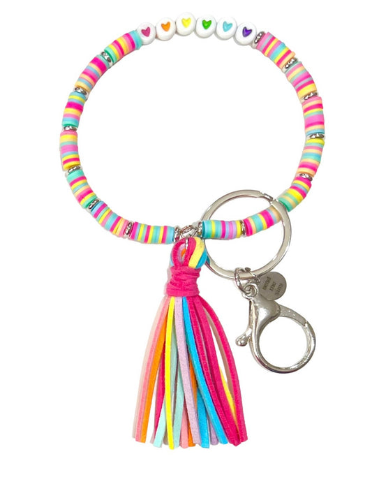 Wristlet Bracelet Beaded Tassel Keychain