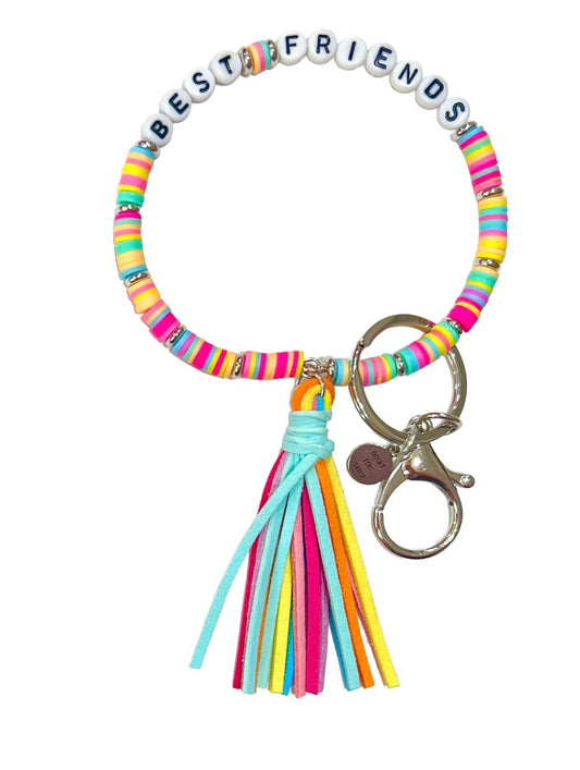Wristlet Bracelet Beaded Tassel Keychain - Best Friends