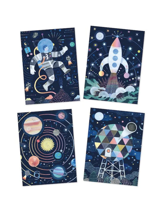 Djeco Cosmic Mission Metallic Scratch Card Activity Set