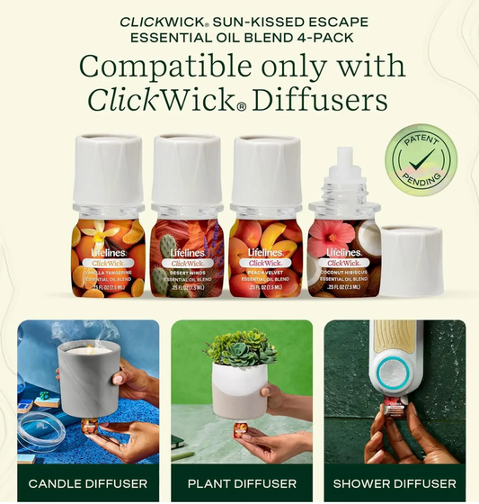 Lifelines Clickwick Sun Kissed Essential Oils Refills 4 Pk