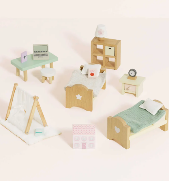 Wooden Dolls House Child's Bedroom Furniture