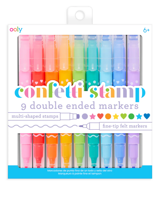 Confetti Stamp Double-Ended Markers - Set of 9