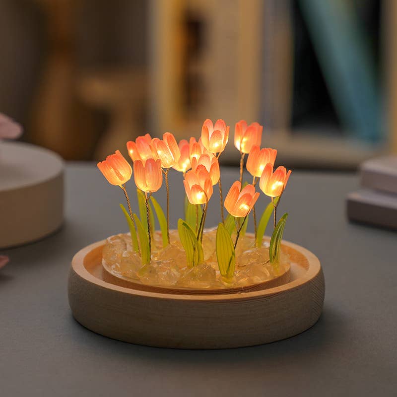 Tulip LED Light DIY Kit, Craft Gift for Girls: Pink