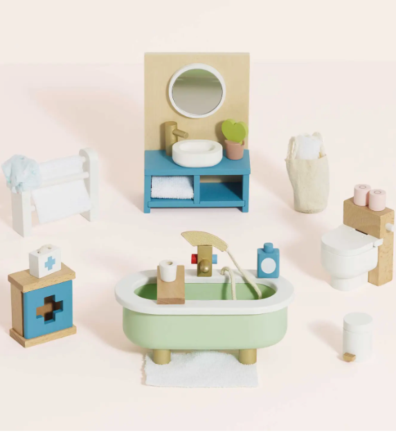 Wooden Dolls House Bathroom Furniture