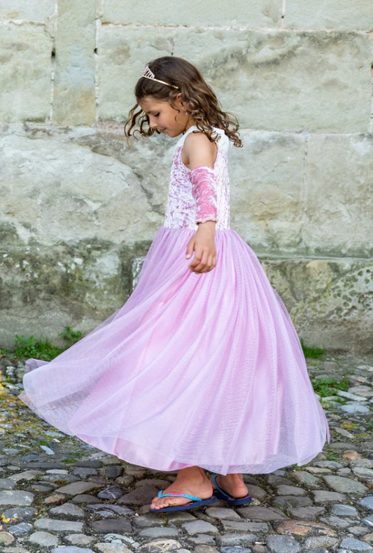 Velvety Soft Sleeping Sweetheart Princess Gown with Arm Warmers, Size 5-6