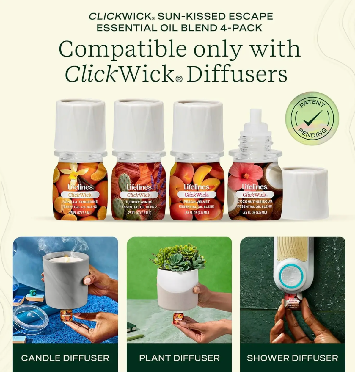 Lifelines Clickwick Sun Kissed Essential Oils Refills 4 Pk